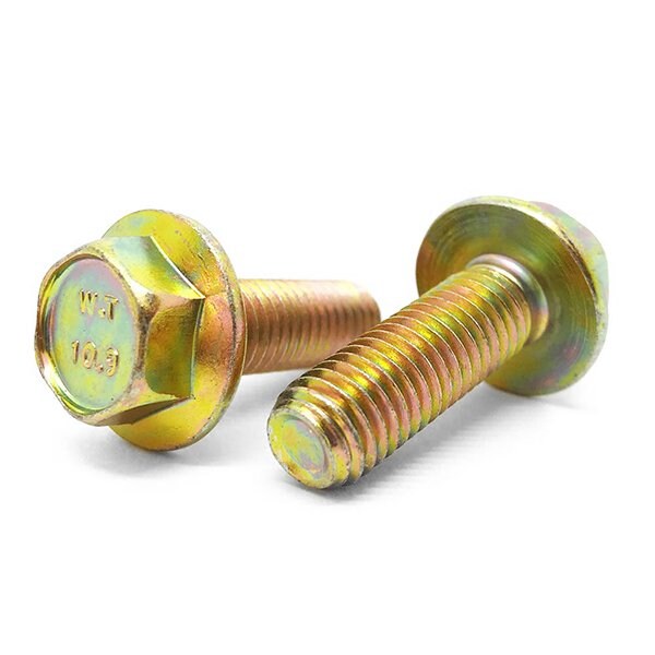 Boltsandnuts.Com Class 10.9, M16-2.0 Flange Bolt, Zinc Yellow 35 mm L, 2 PK M16C35BF10Y/D-2 - main